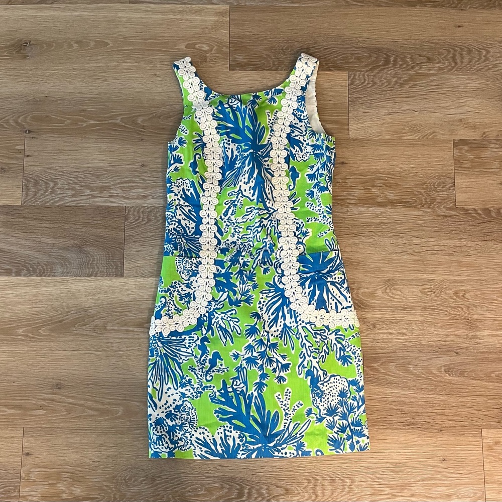 LILY PULITZER Floral Sleeveless Dress in Blue and Green